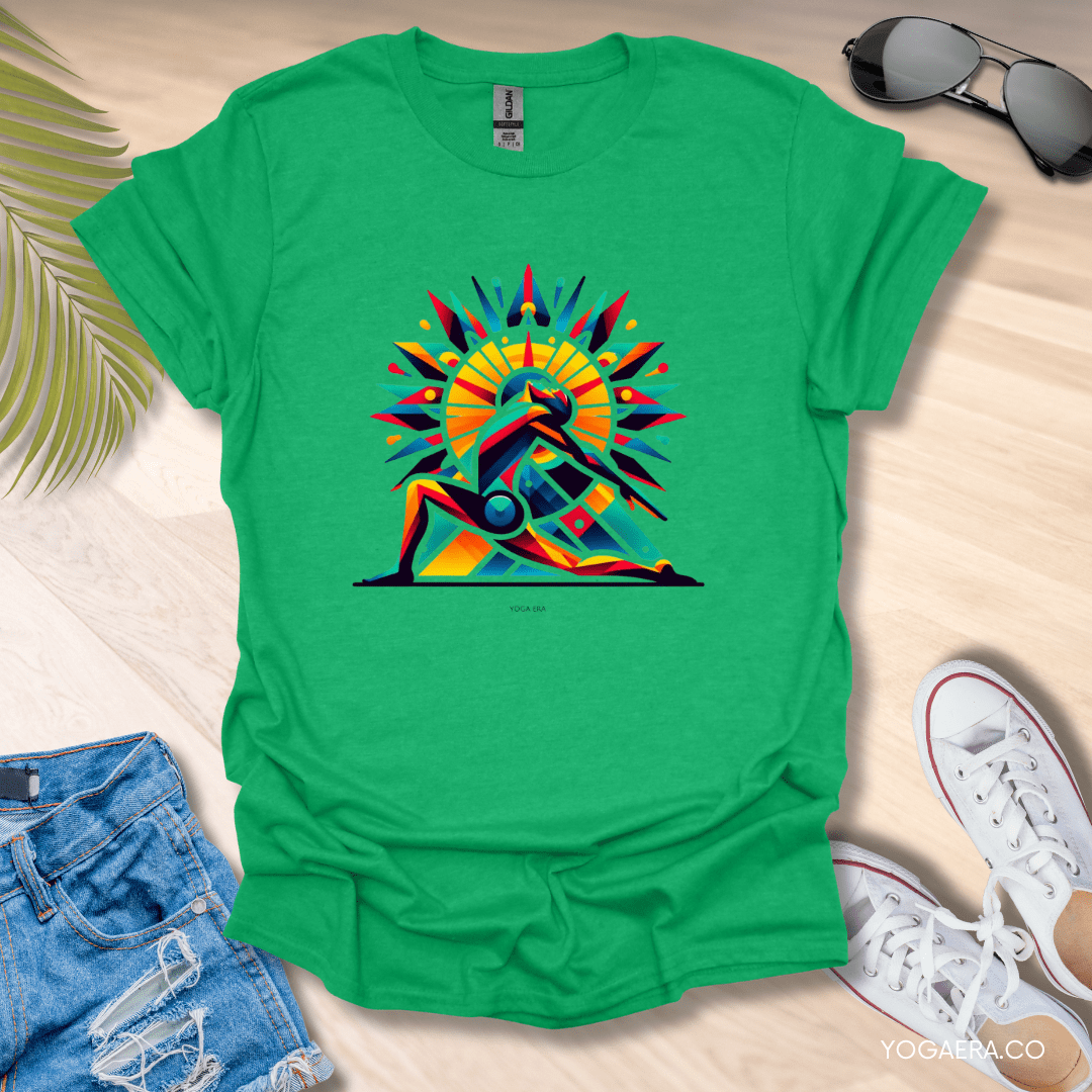 Abstract Salute the Sun Tee Heather Irish Green / S T-Shirt Yoga Era