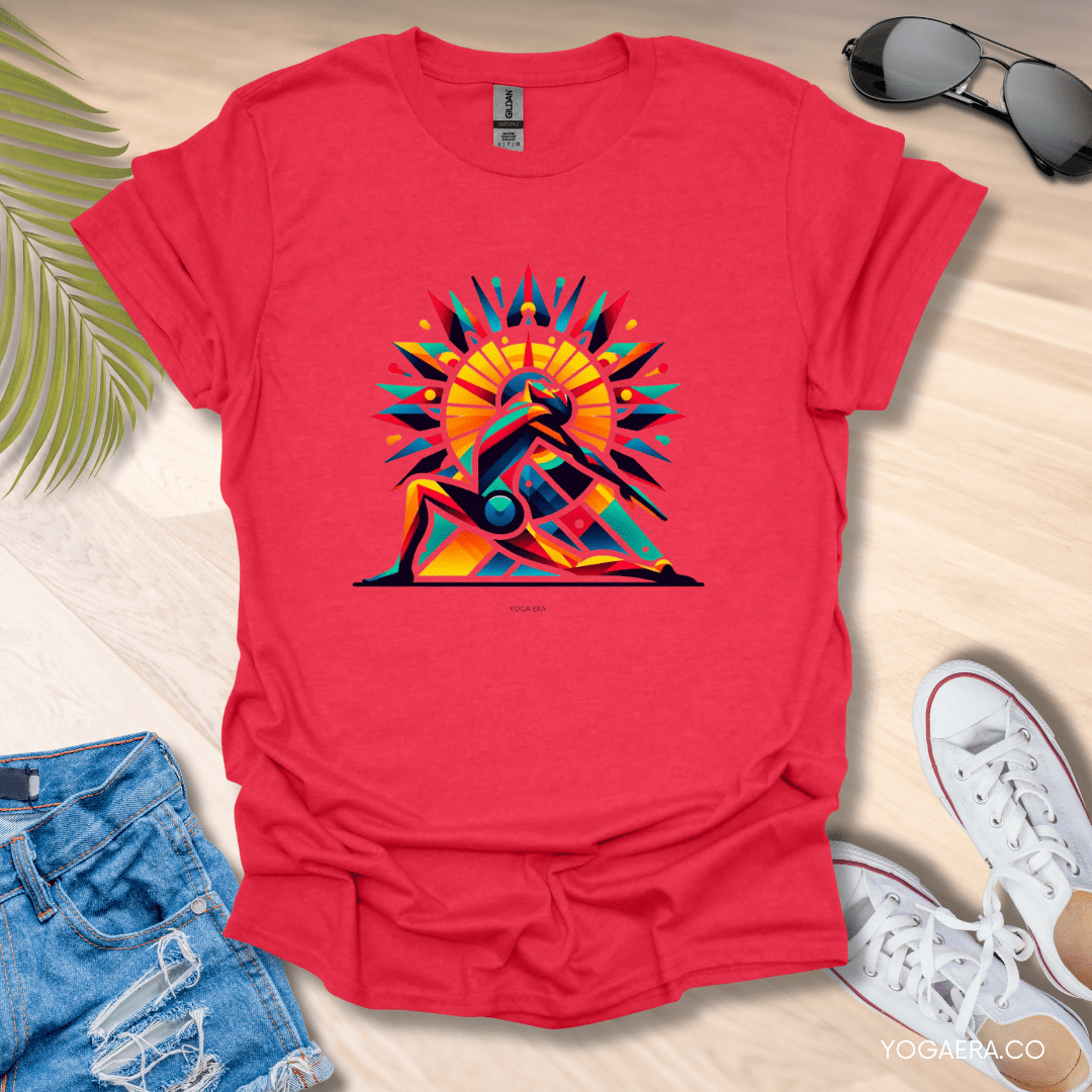 Abstract Salute the Sun Tee Heather Red / S T-Shirt Yoga Era