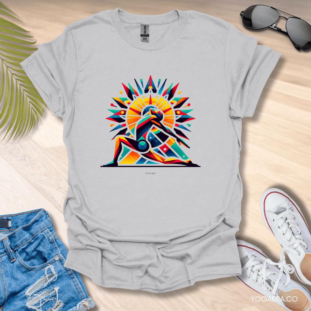 Abstract Salute the Sun Tee Ice Grey / S T-Shirt Yoga Era