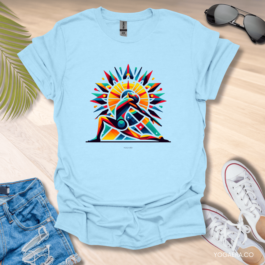 Abstract Salute the Sun Tee Light Blue / S T-Shirt Yoga Era