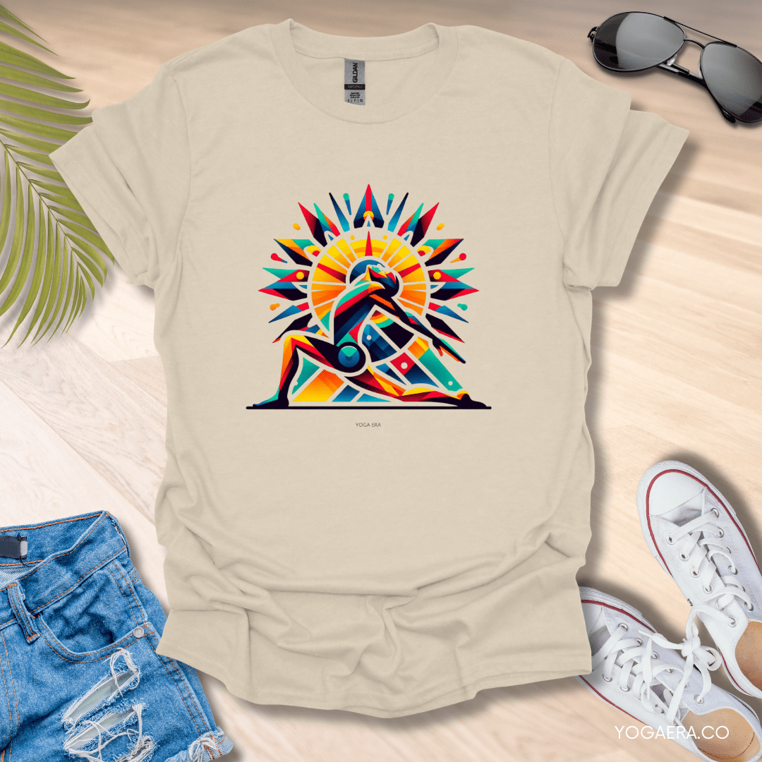 Abstract Salute the Sun Tee Natural / S T-Shirt Yoga Era