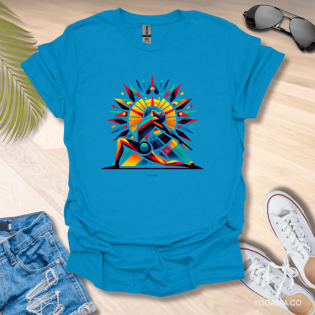 Abstract Salute the Sun Tee Sapphire / S T-Shirt Yoga Era