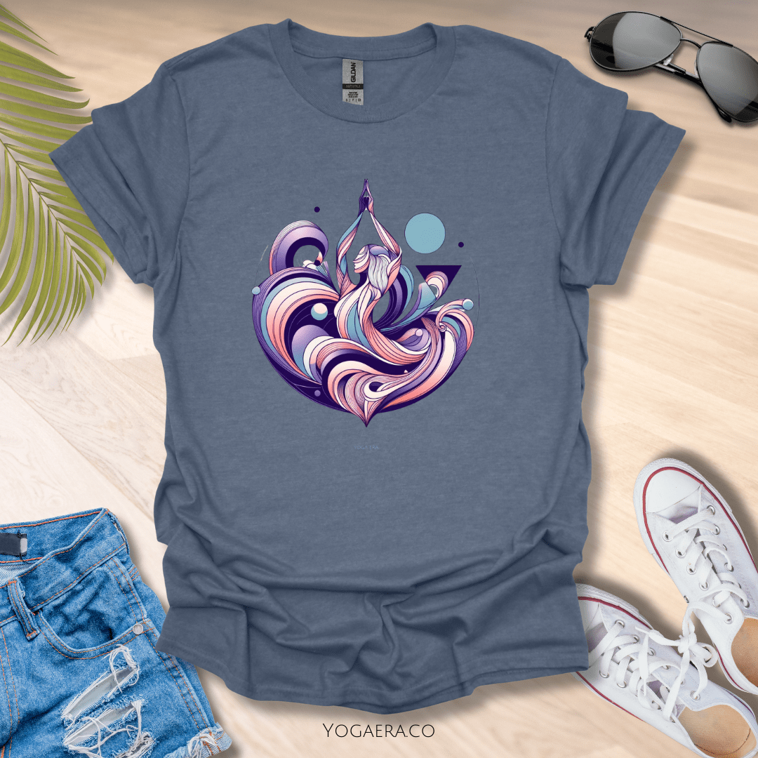 Abstract Yogi Graphic Art Tee Heather Indigo / S T-Shirt Yoga Era