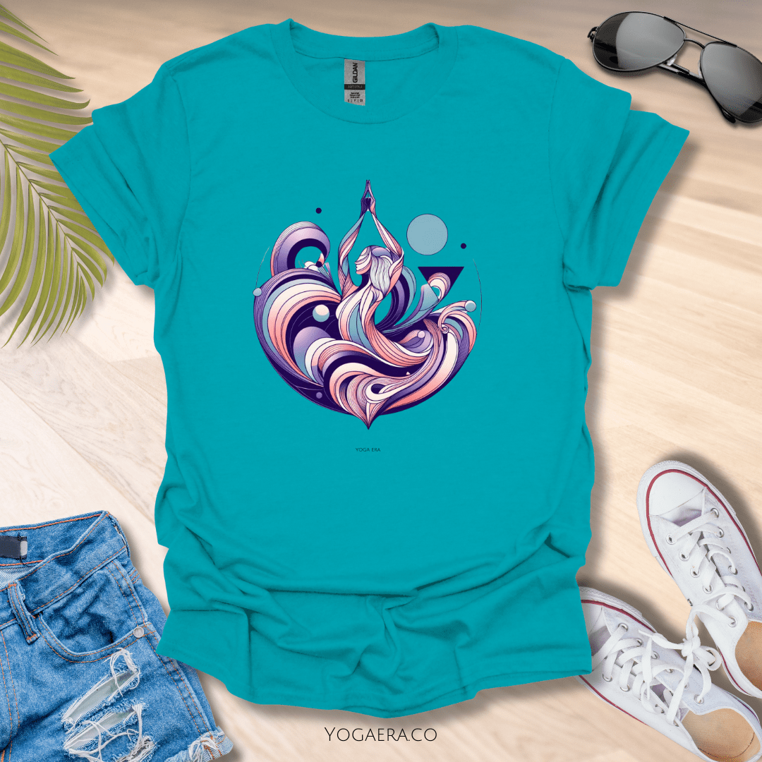 Abstract Yogi Graphic Art Tee Tropical Blue / S T-Shirt Yoga Era