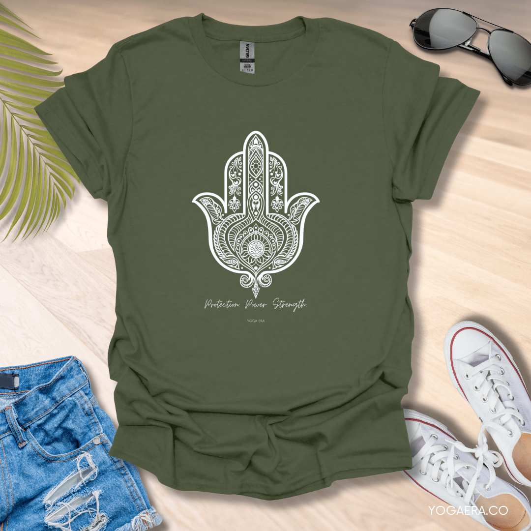 Ahimsa Symbol Tee Military Green / S T-Shirt Yoga Era