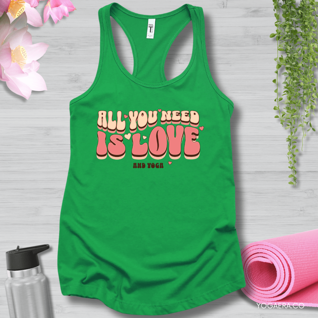 All You Need is Love and Yoga Tank XS / Kelly Green Tank Top Yoga Era