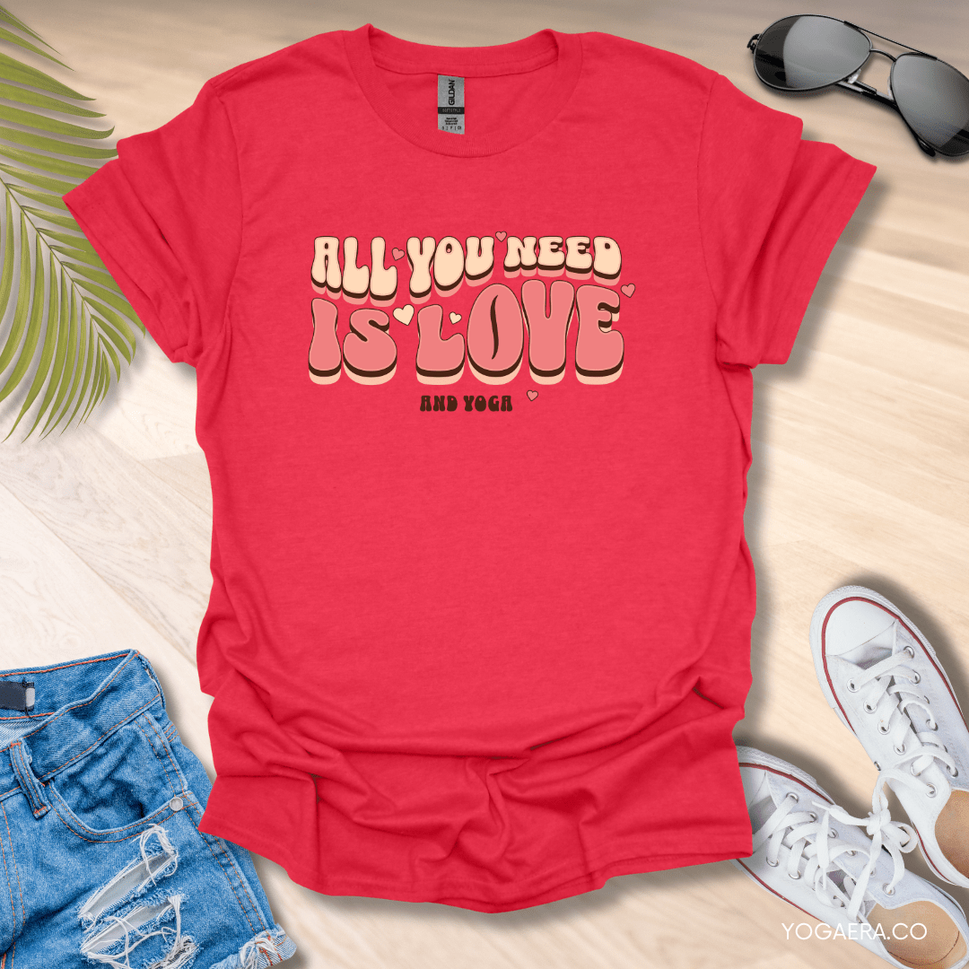 All You Need is Love and Yoga Tee Heather Red / S T-Shirt Yoga Era