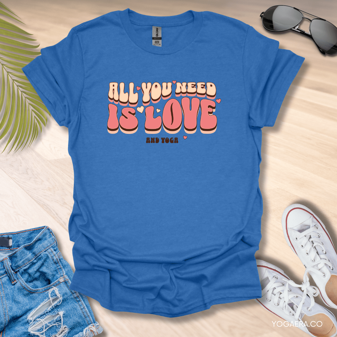 All You Need is Love and Yoga Tee Heather Royal / S T-Shirt Yoga Era