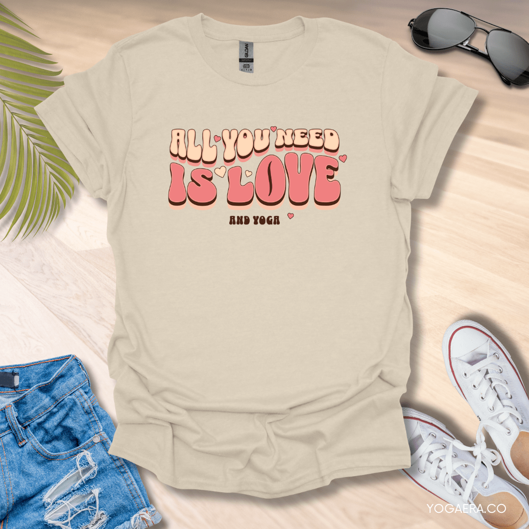 All You Need is Love and Yoga Tee Natural / S T-Shirt Yoga Era