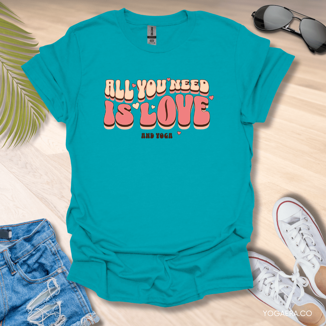 All You Need is Love and Yoga Tee Tropical Blue / S T-Shirt Yoga Era