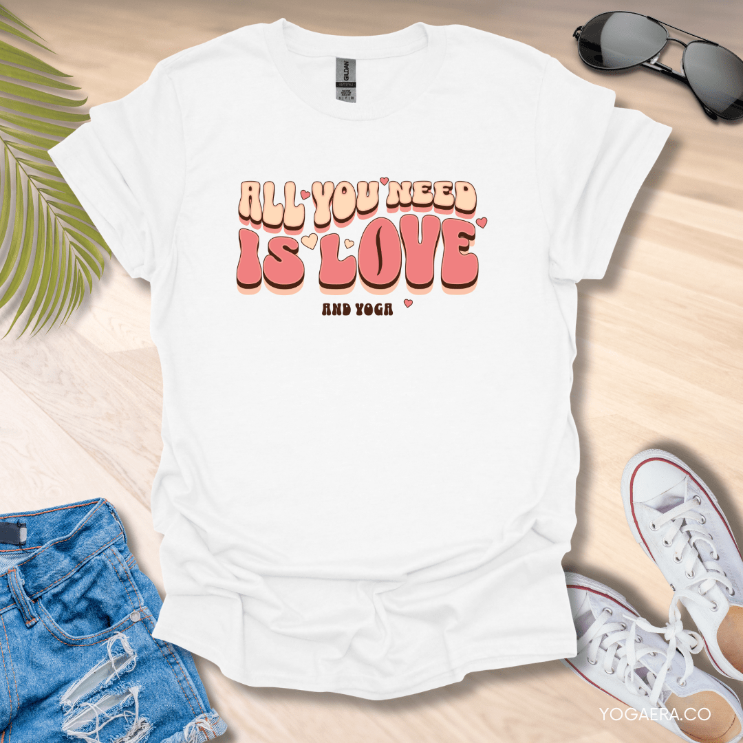 All You Need is Love and Yoga Tee White / S T-Shirt Yoga Era
