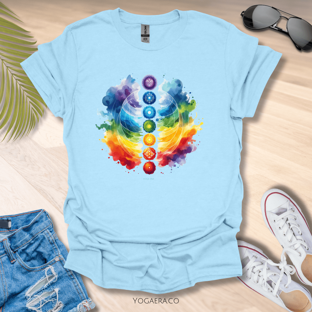 Artistic Watercolor Chakra Tee Light Blue / S T-Shirt Yoga Era