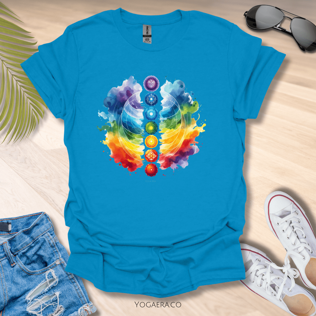 Artistic Watercolor Chakra Tee Sapphire / S T-Shirt Yoga Era