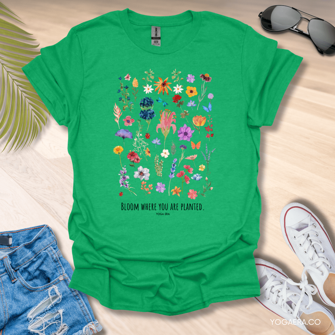 Bloom Where You Are Planted Tee Heather Irish Green / S T-Shirt Yoga Era