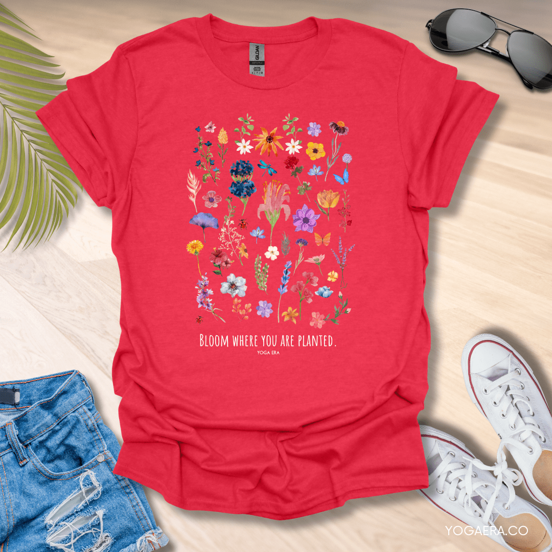 Bloom Where You Are Planted Tee Heather Red / S T-Shirt Yoga Era