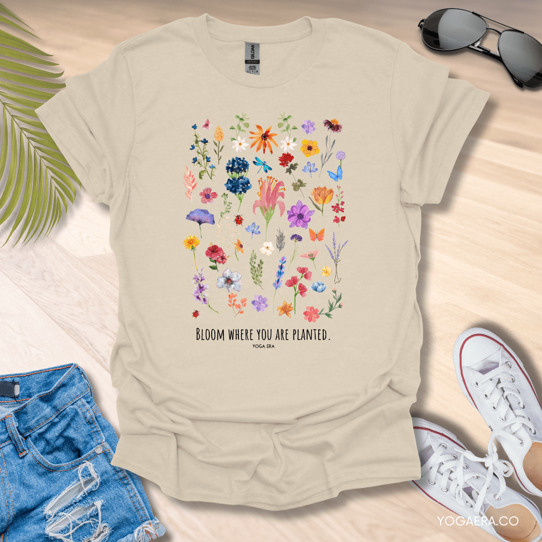 Bloom Where You Are Planted Tee Natural / S T-Shirt Yoga Era