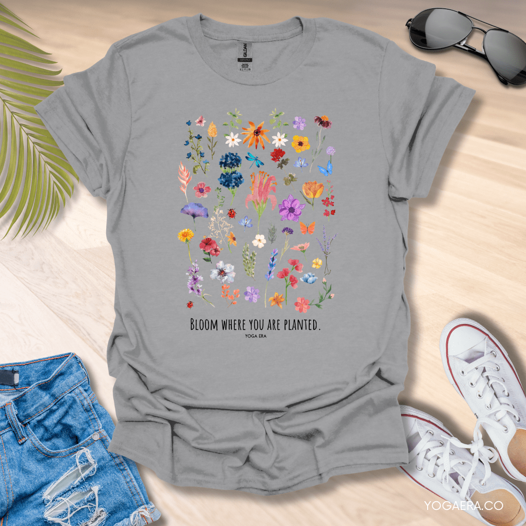 Bloom Where You Are Planted Tee Sport Grey / S T-Shirt Yoga Era