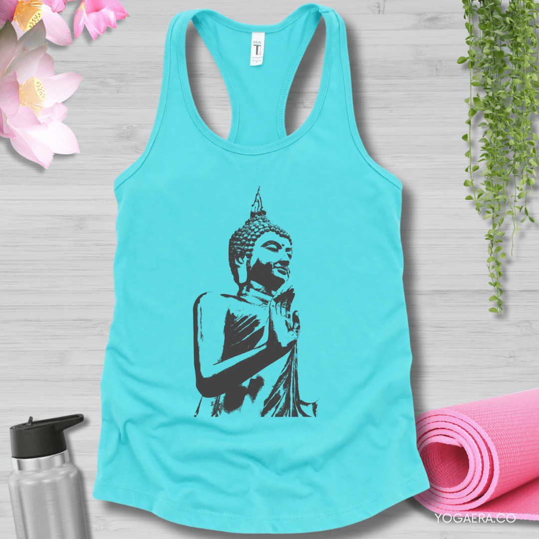 Buddha Statue Tank XS / Solid Tahiti Blue Tank Top Yoga Era