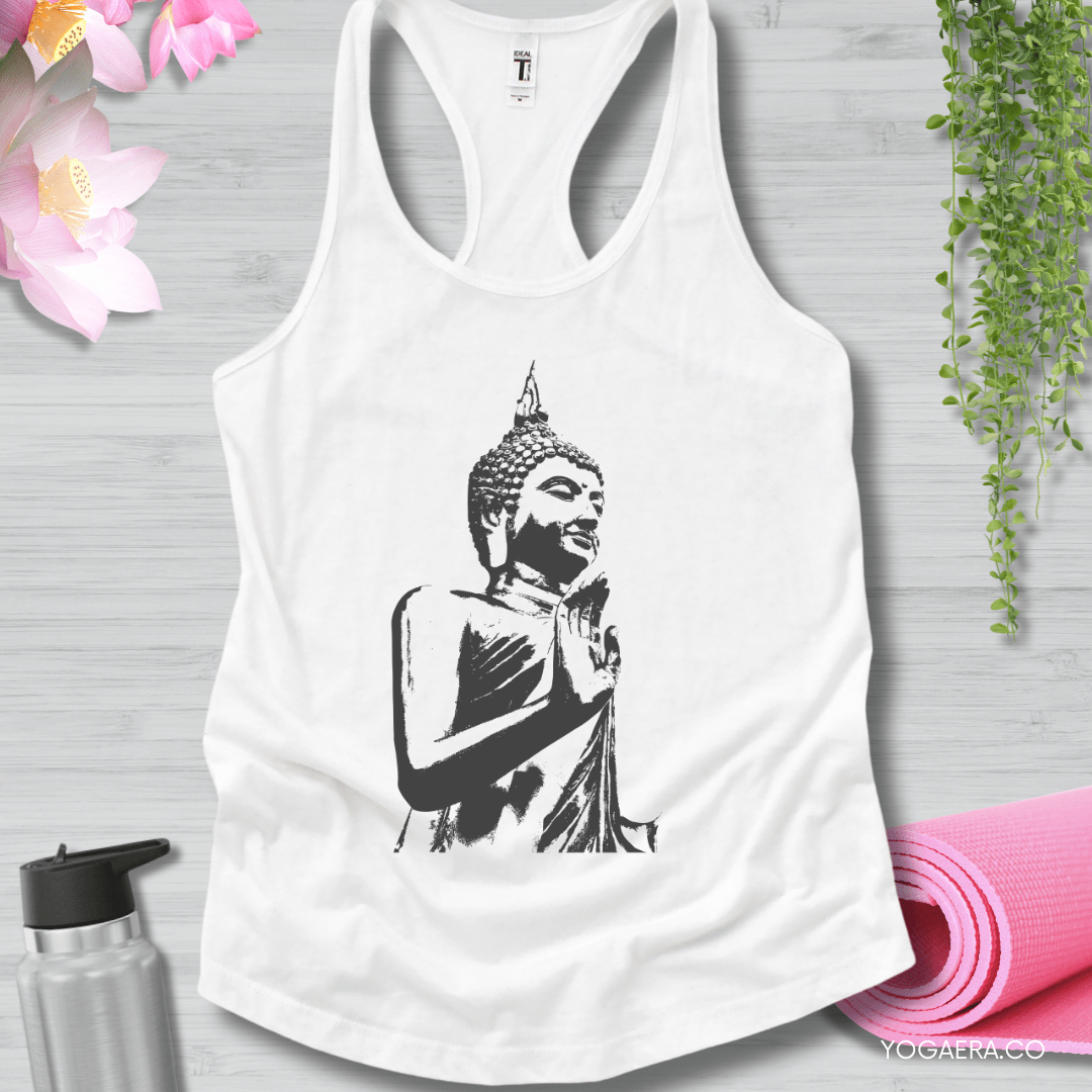 Buddha Statue Tank XS / Solid White Tank Top Yoga Era