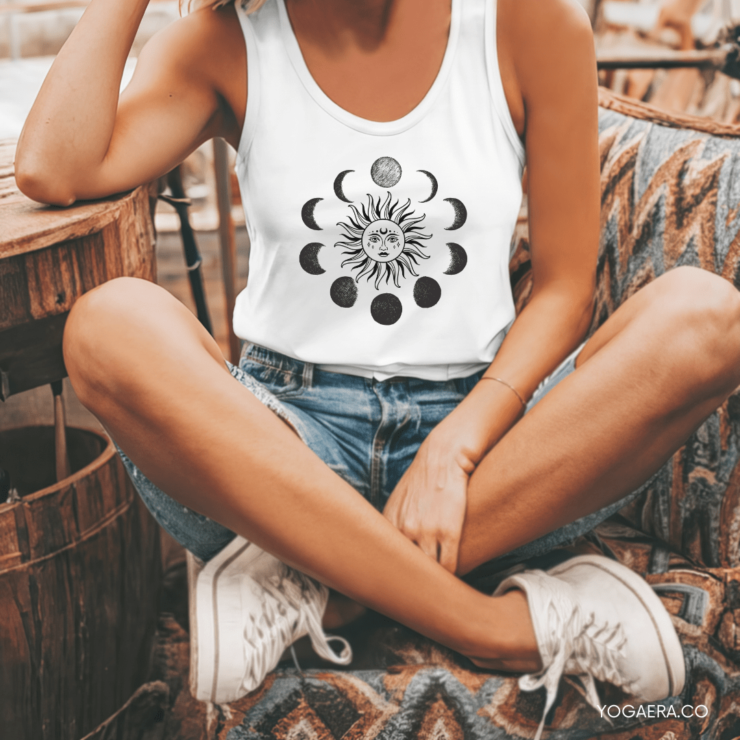 Celestial Moon Phases Sun Tank Tank Top Yoga Era