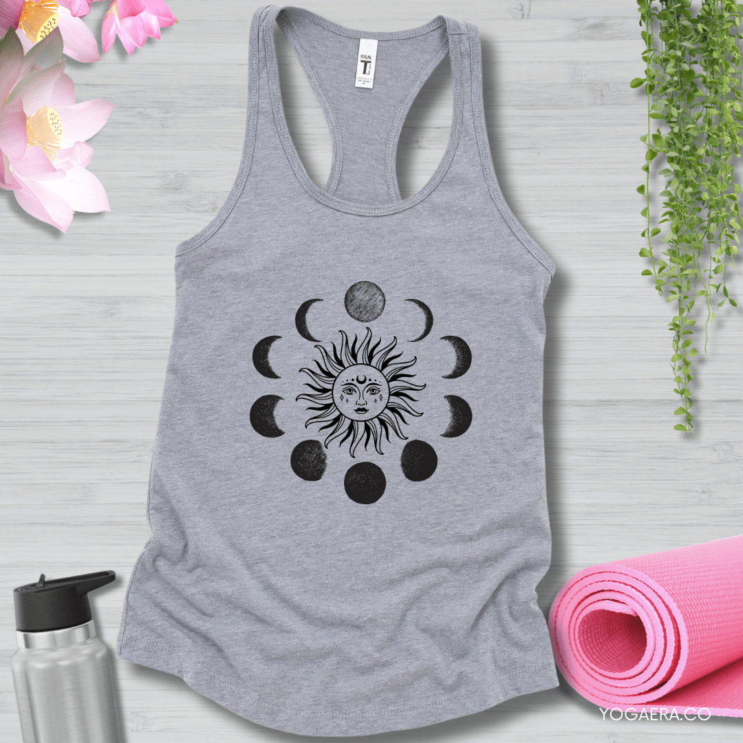 Celestial Moon Phases Sun Tank XS / Heather Grey Tank Top Yoga Era