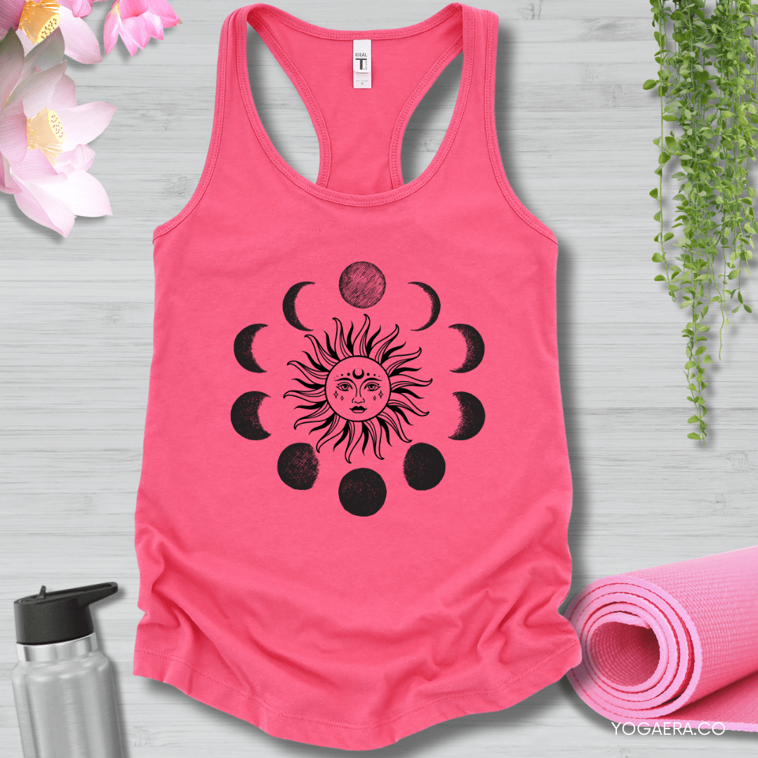 Celestial Moon Phases Sun Tank XS / Hot Pink Tank Top Yoga Era