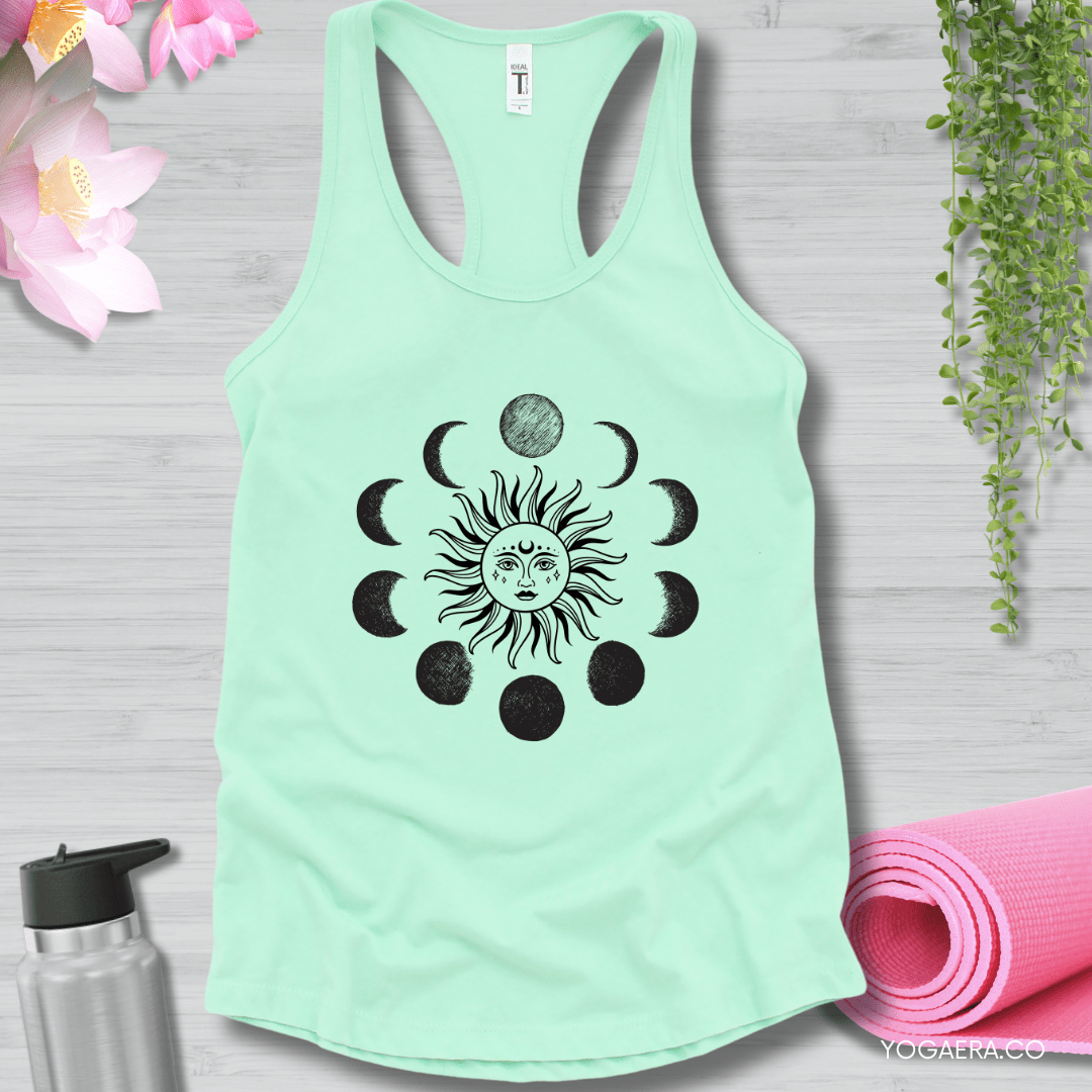 Celestial Moon Phases Sun Tank XS / Mint Tank Top Yoga Era