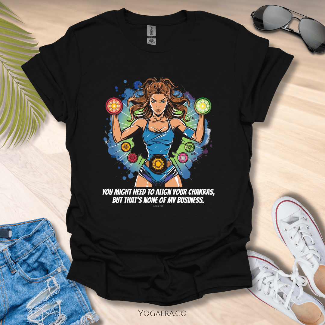 Chakra Superhero Yogi Tee • You Might Need to Align Your Chakras but That's None of My Business Black / S T-Shirt Yoga Era