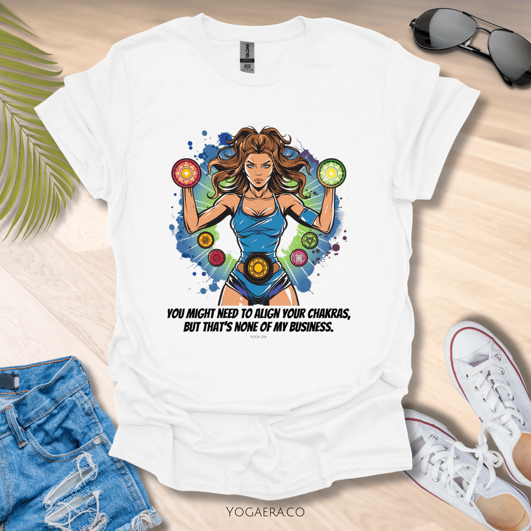 Chakra Superhero Yogi Tee • You Might Need to Align Your Chakras but That's None of My Business White / S T-Shirt Yoga Era