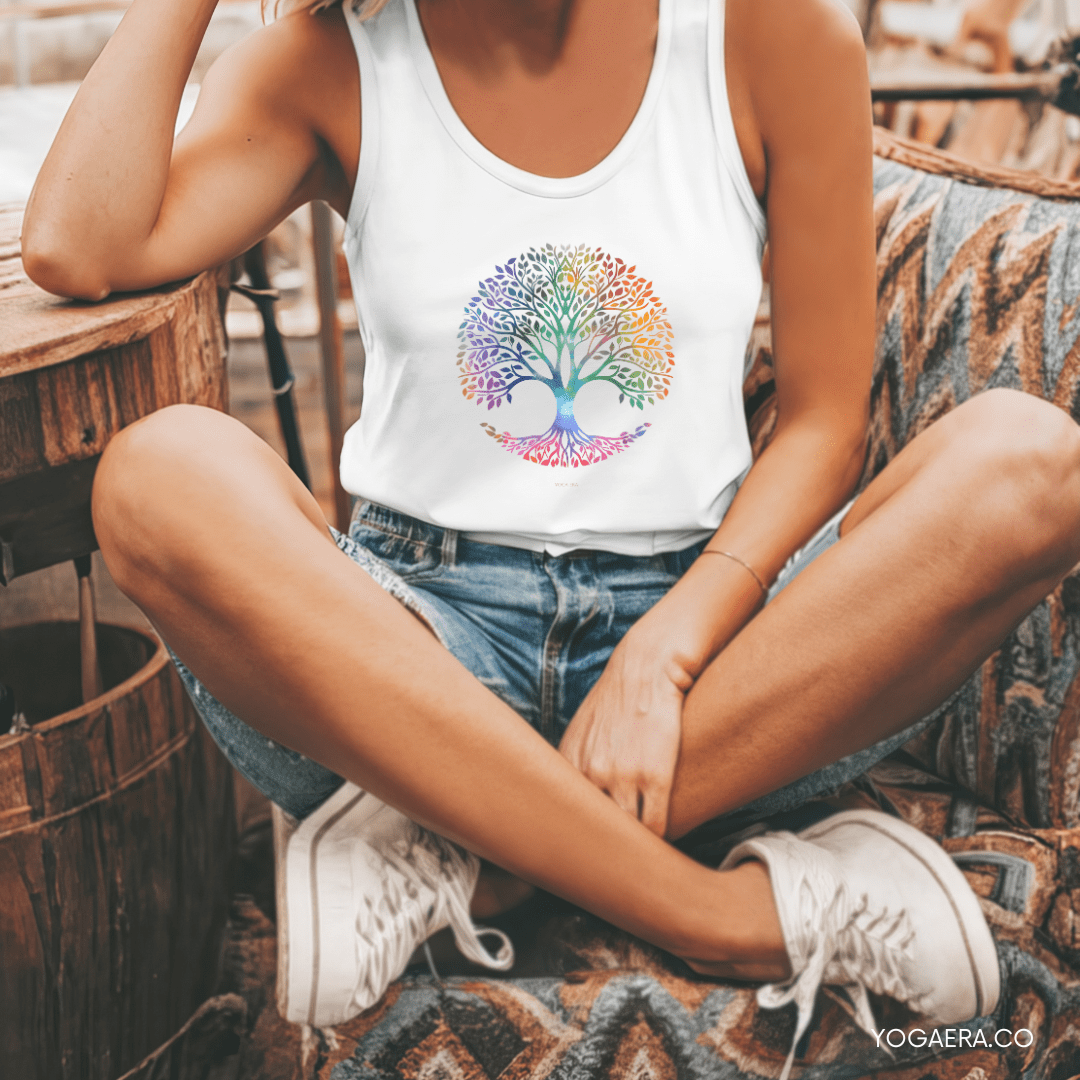 Colorful Gradient Tree of Life Tank Tank Top Yoga Era
