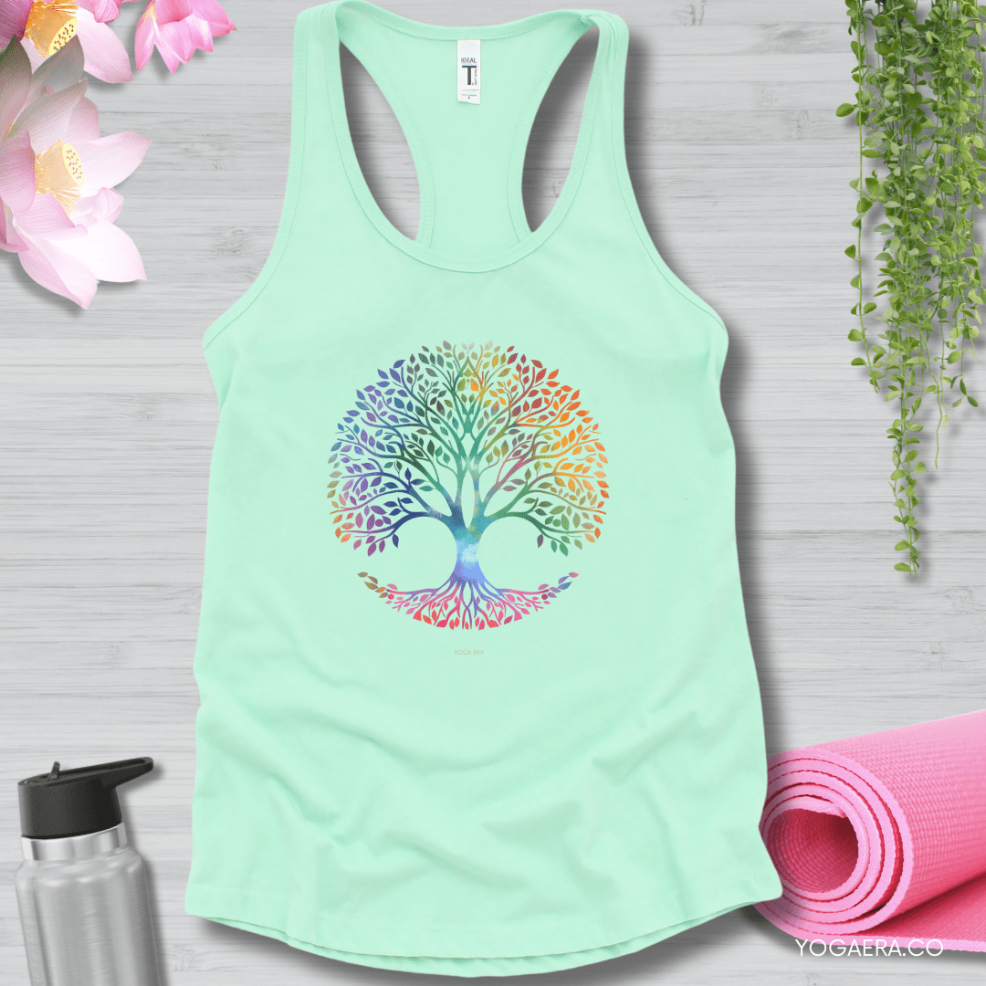 Colorful Gradient Tree of Life Tank XS / Mint Tank Top Yoga Era