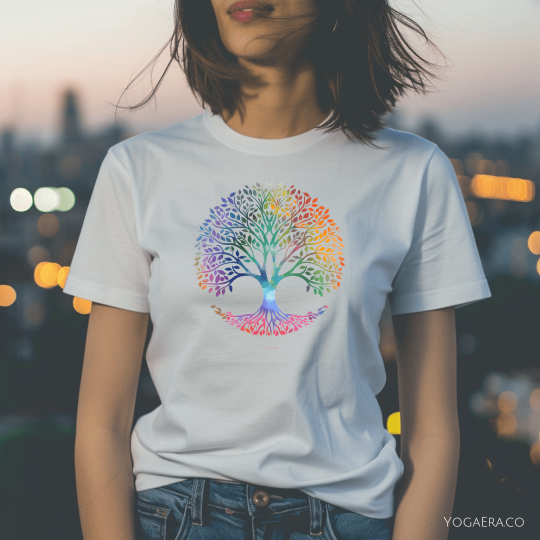 Colorful Gradient Tree of Life Tee T-Shirt Yoga Era