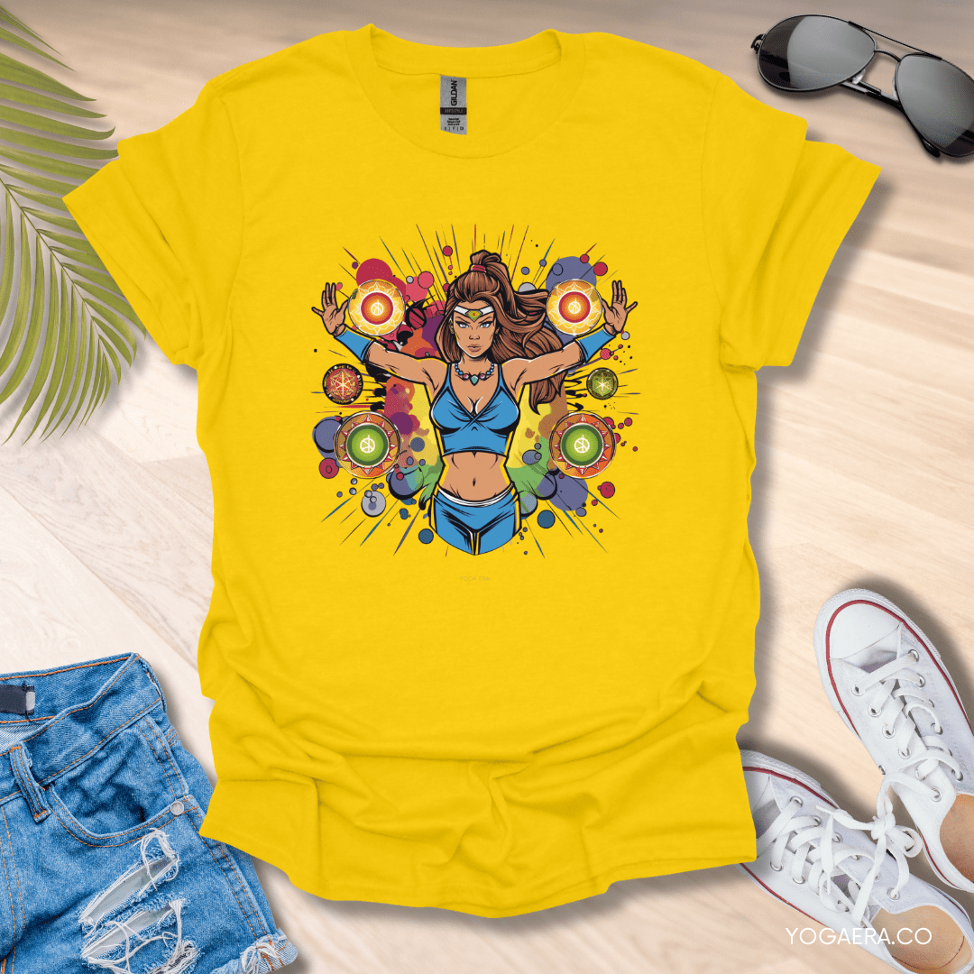 Comic Book Art Chakra Superpower Tee Gold / S T-Shirt Yoga Era
