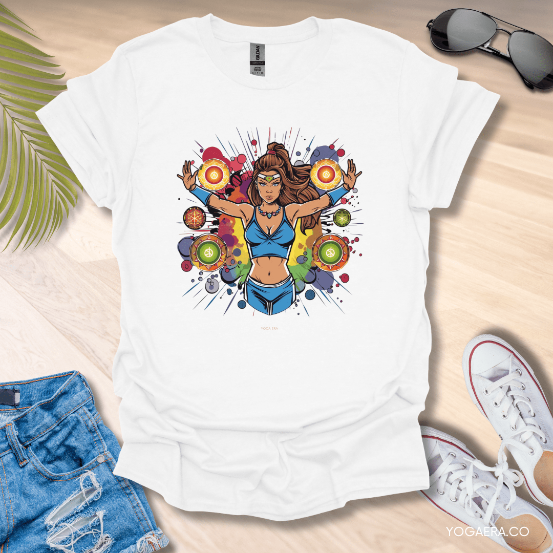 Comic Book Art Chakra Superpower Tee White / S T-Shirt Yoga Era