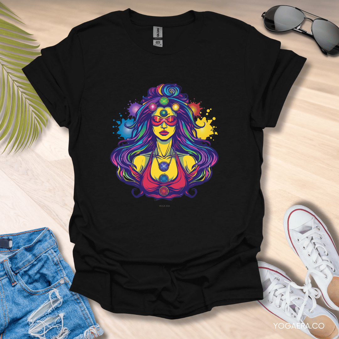 Comic Book Meditating Superhero Tee Black / S T-Shirt Yoga Era