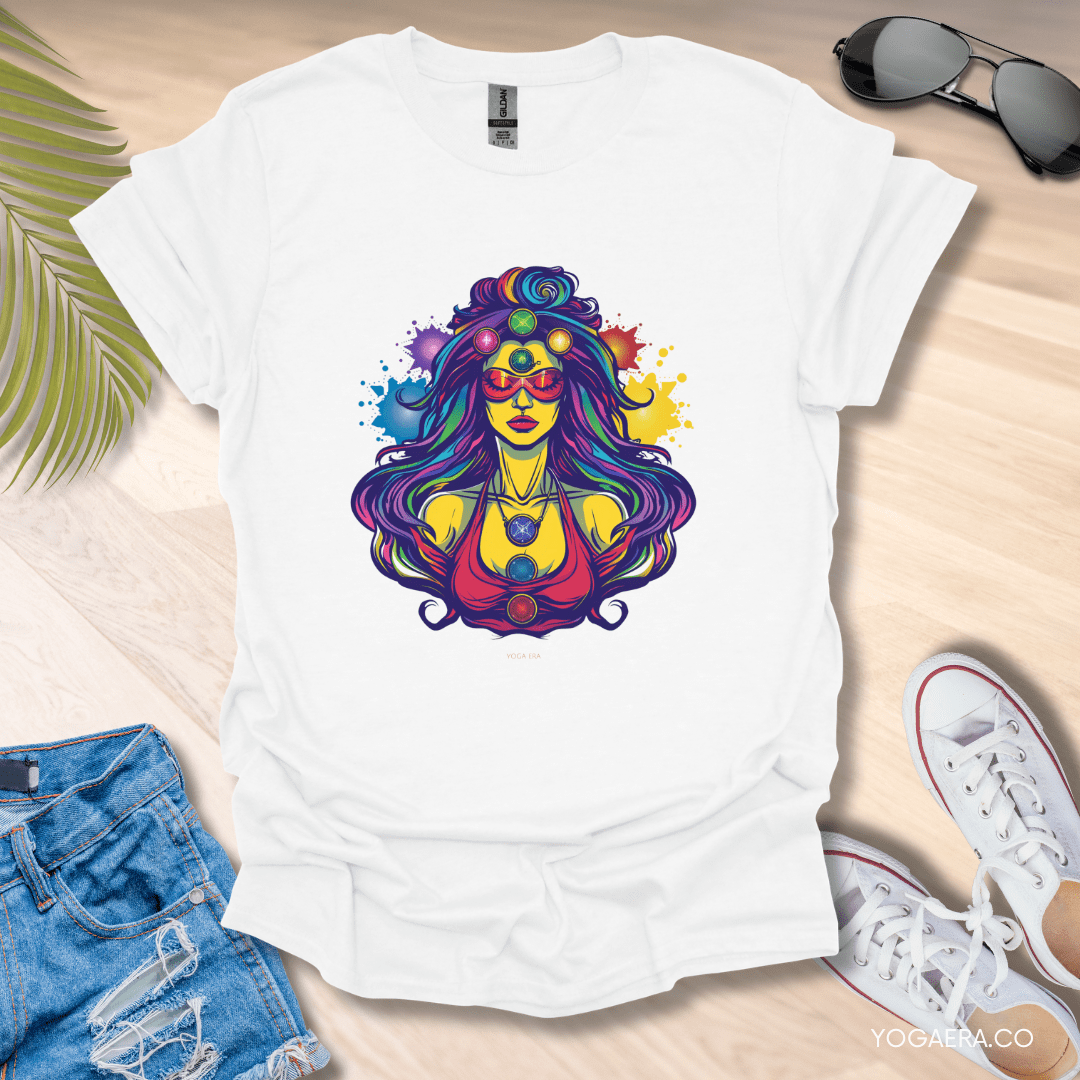Comic Book Meditating Superhero Tee White / S T-Shirt Yoga Era