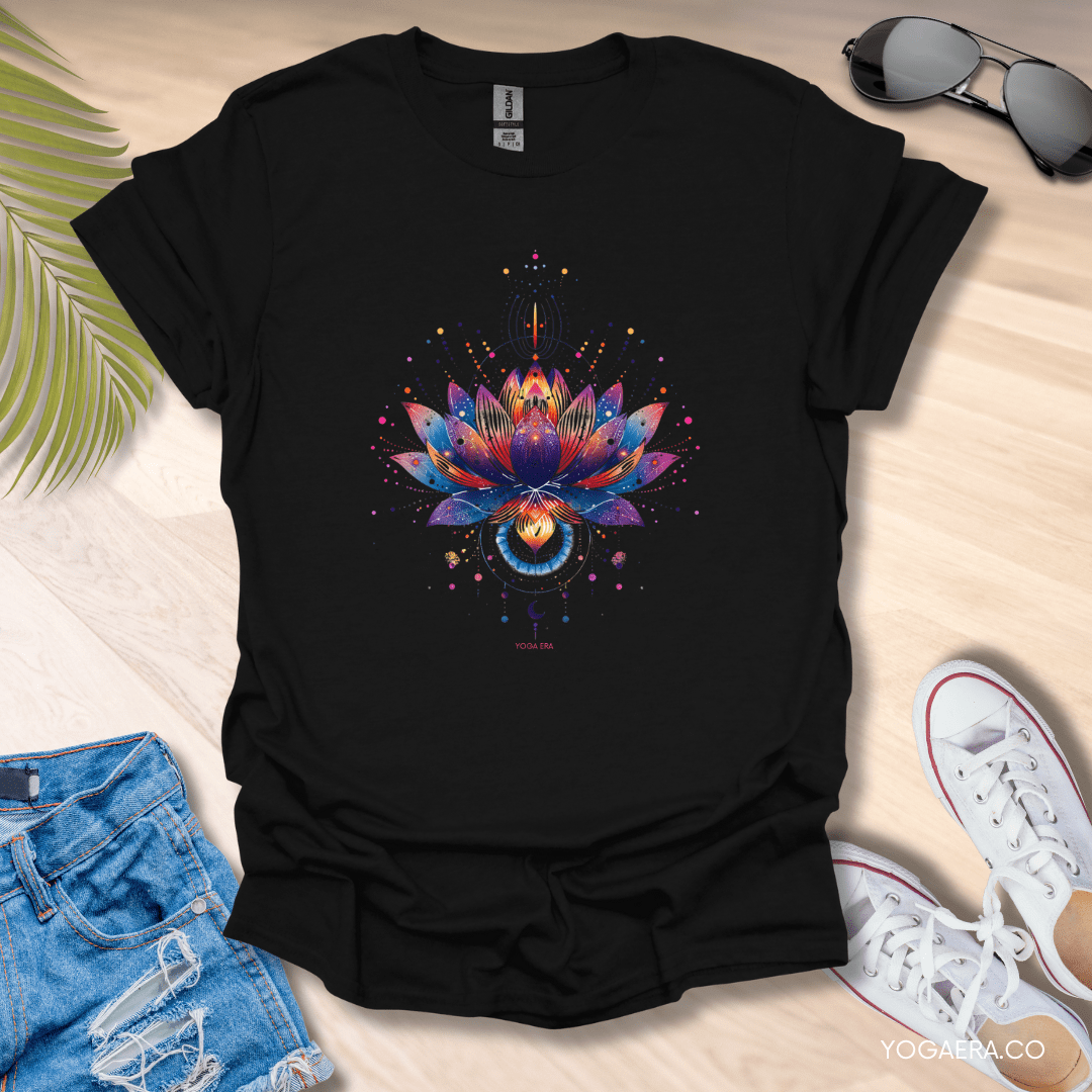 Cosmic Lotus Blossom Tee Black / S T-Shirt Yoga Era