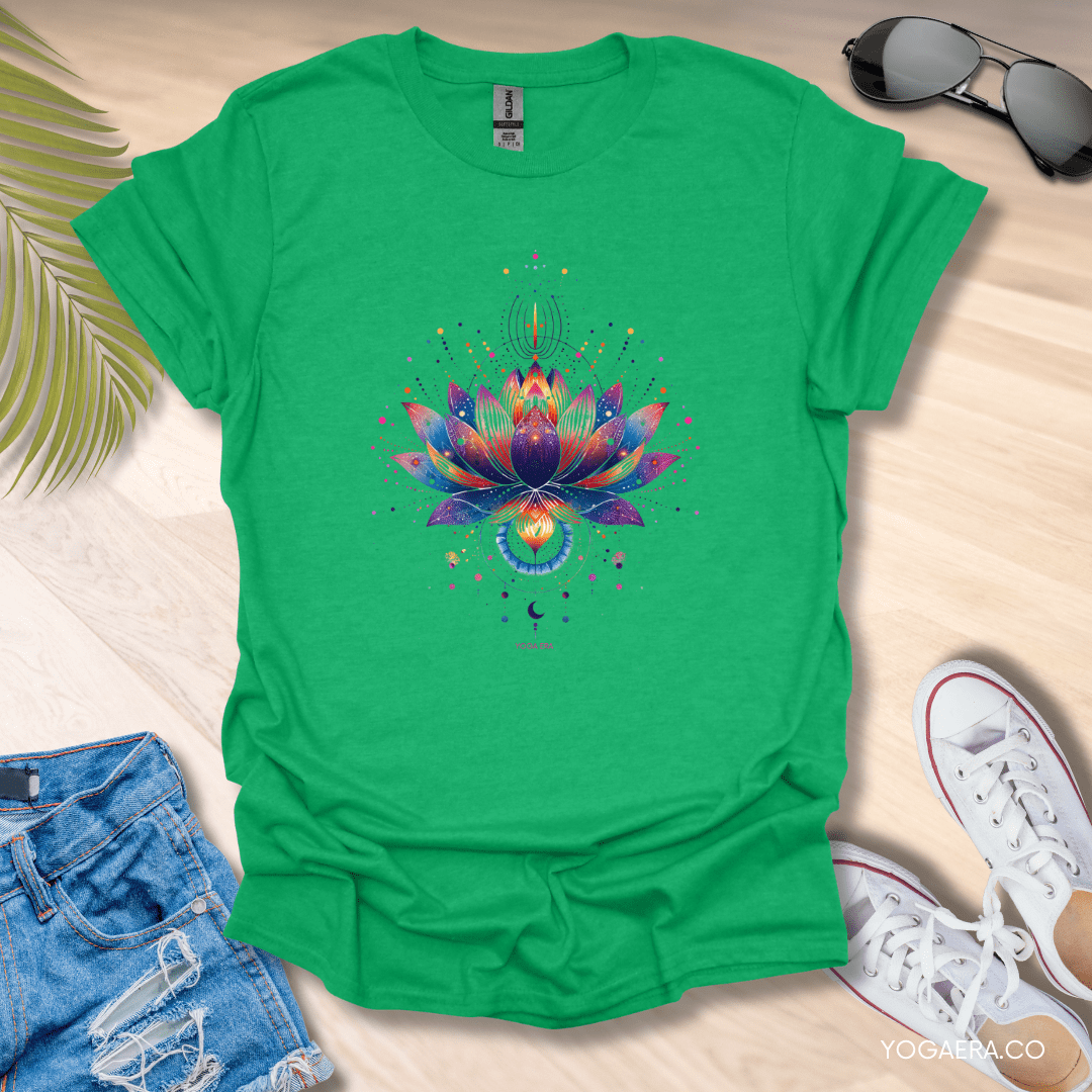 Cosmic Lotus Blossom Tee Heather Irish Green / S T-Shirt Yoga Era