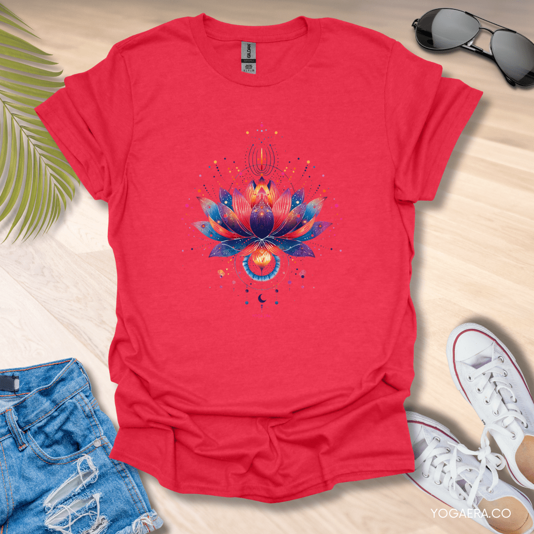 Cosmic Lotus Blossom Tee Heather Red / S T-Shirt Yoga Era