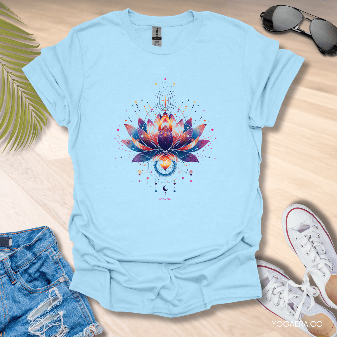 Cosmic Lotus Blossom Tee Light Blue / M T-Shirt Yoga Era