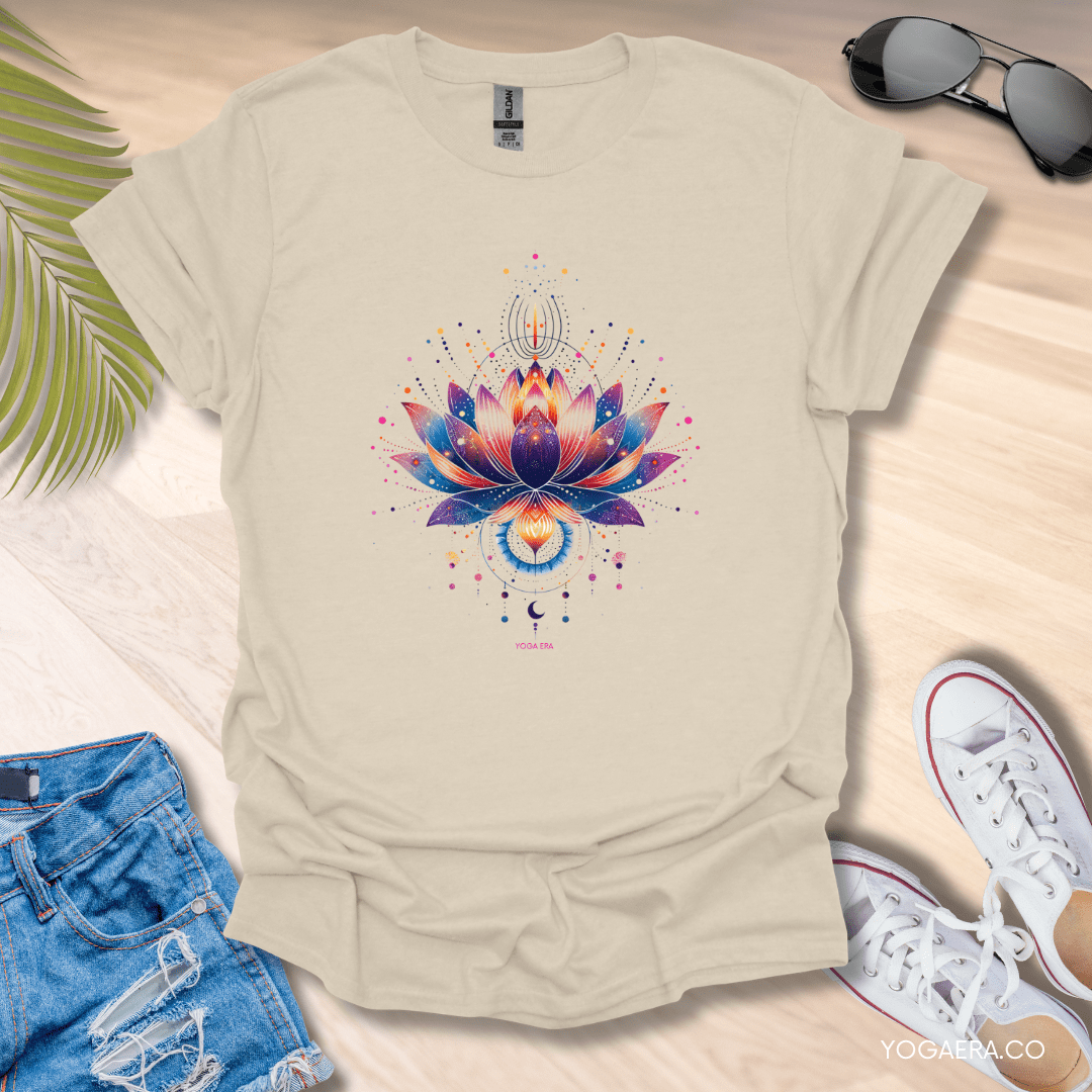 Cosmic Lotus Blossom Tee Natural / S T-Shirt Yoga Era