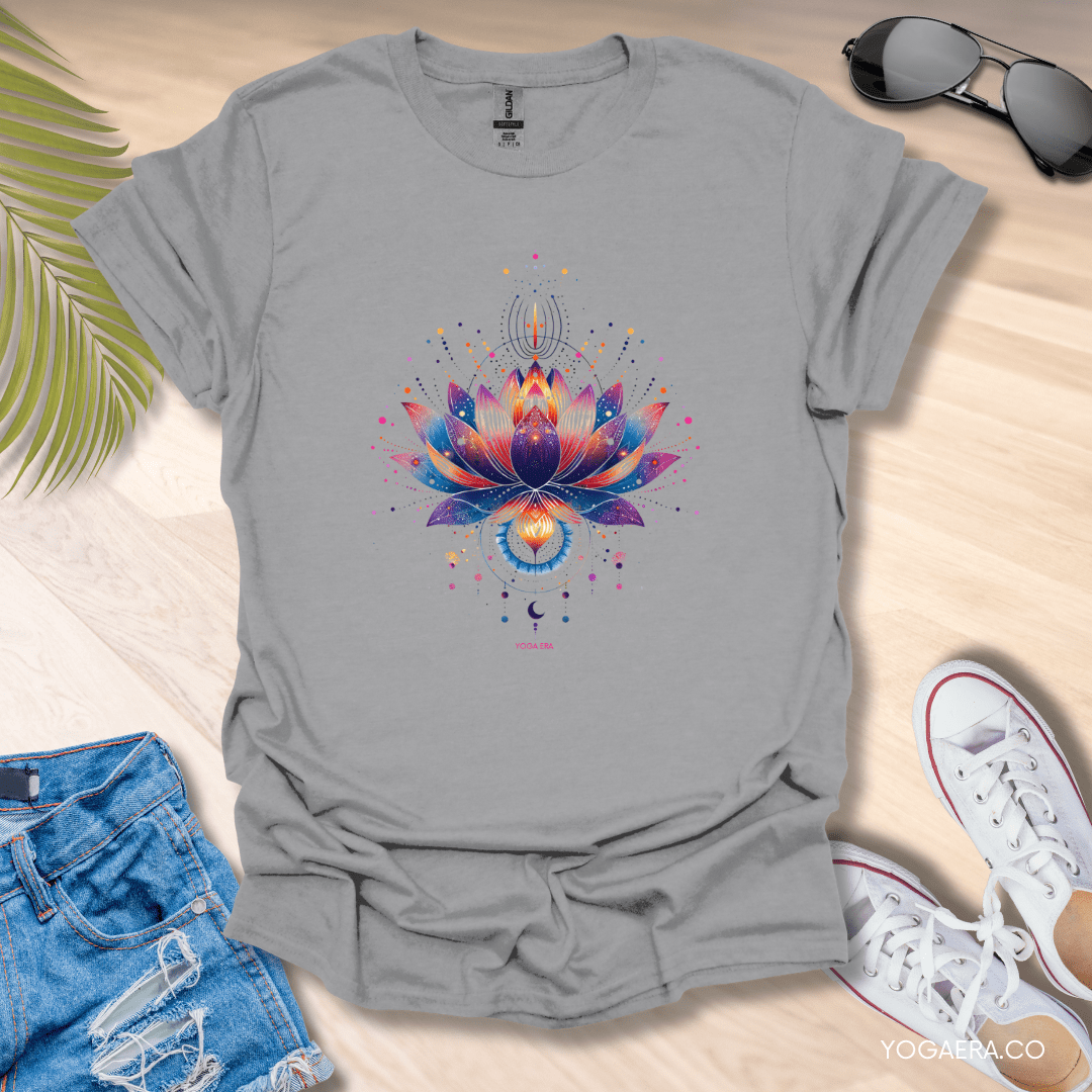 Cosmic Lotus Blossom Tee Sport Grey / S T-Shirt Yoga Era