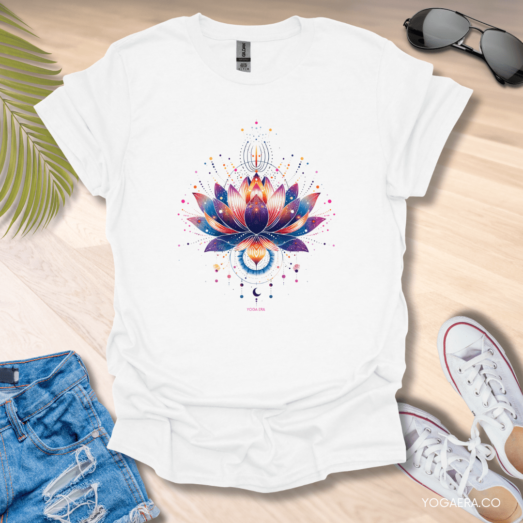 Cosmic Lotus Blossom Tee White / S T-Shirt Yoga Era