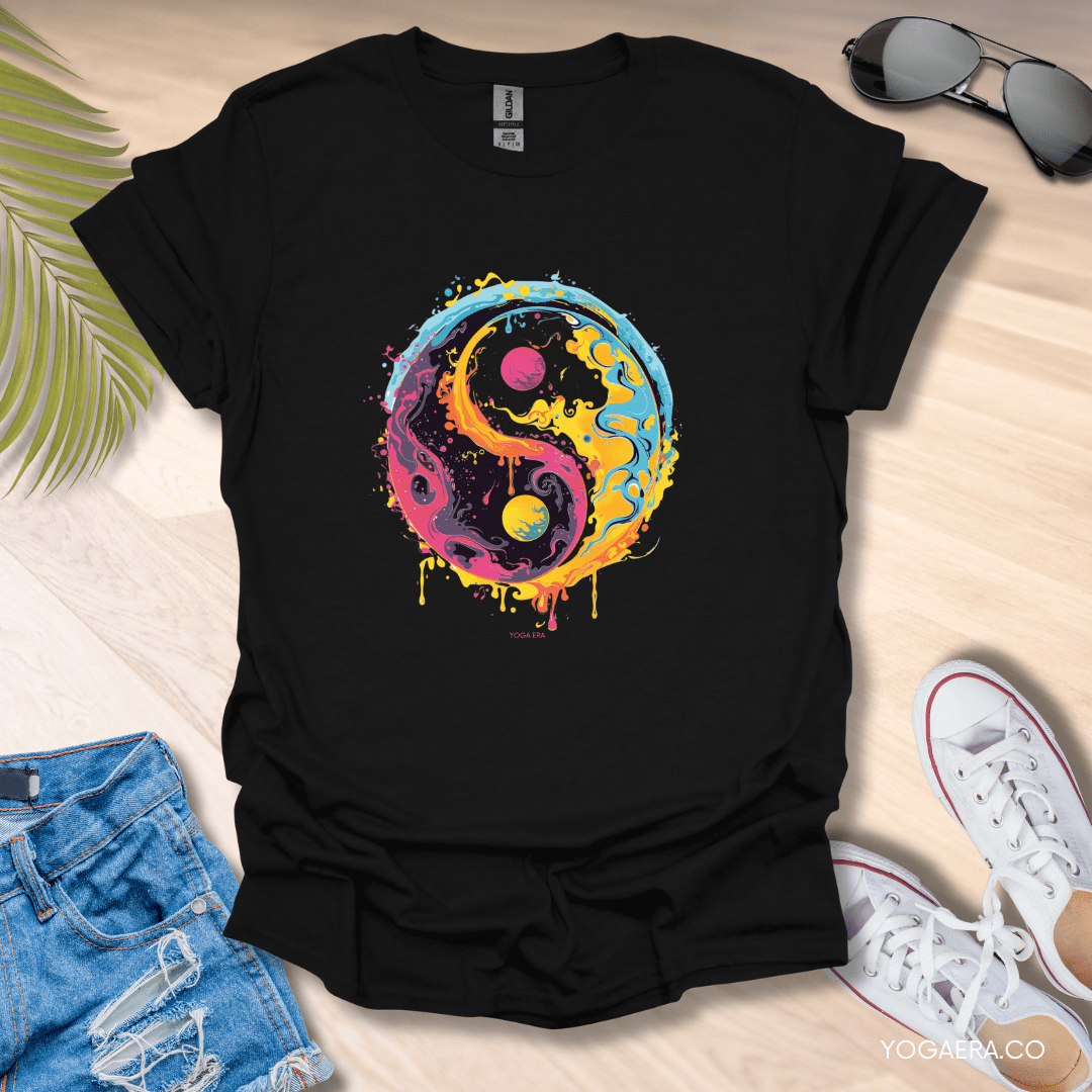 Cosmic Yin Yang Splash Tee Black / S T-Shirt Yoga Era