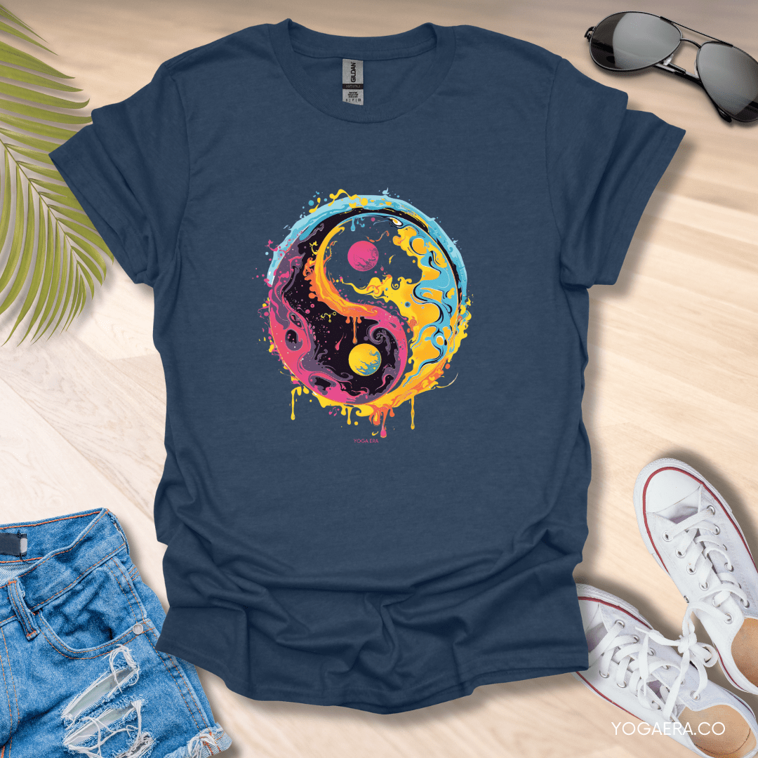 Cosmic Yin Yang Splash Tee Heather Navy / S T-Shirt Yoga Era