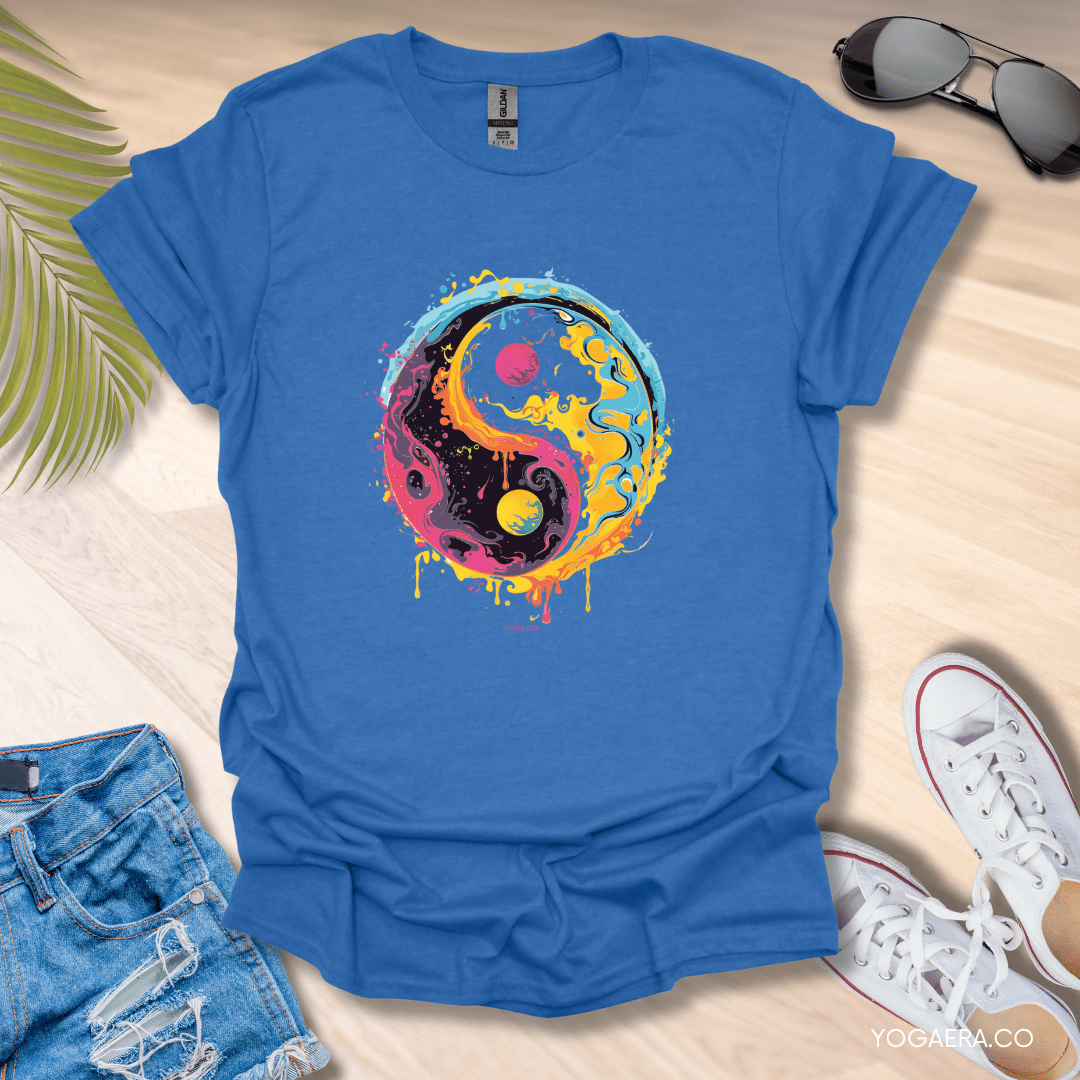 Cosmic Yin Yang Splash Tee Heather Royal / S T-Shirt Yoga Era