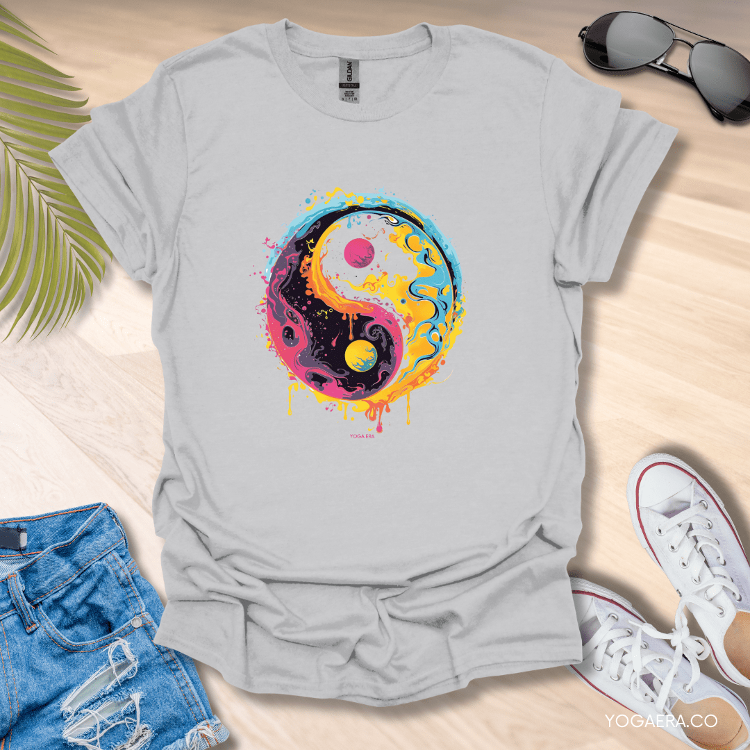 Cosmic Yin Yang Splash Tee Ice Grey / S T-Shirt Yoga Era