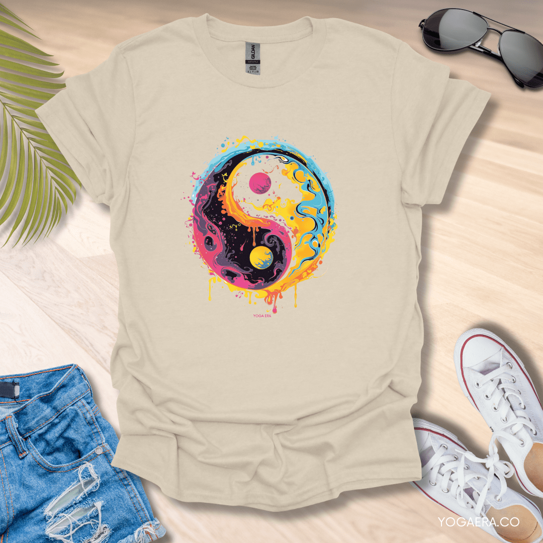 Cosmic Yin Yang Splash Tee Natural / S T-Shirt Yoga Era