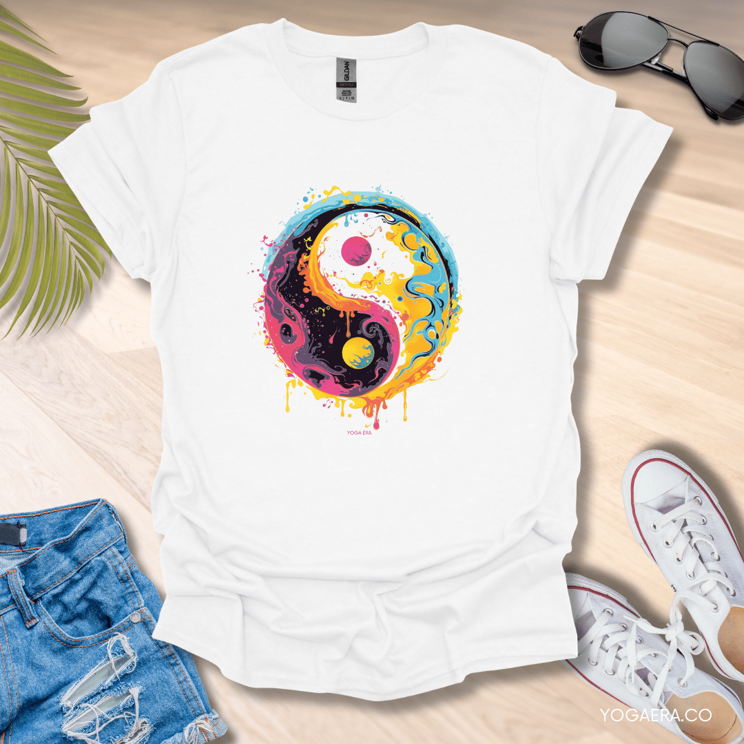 Cosmic Yin Yang Splash Tee White / S T-Shirt Yoga Era