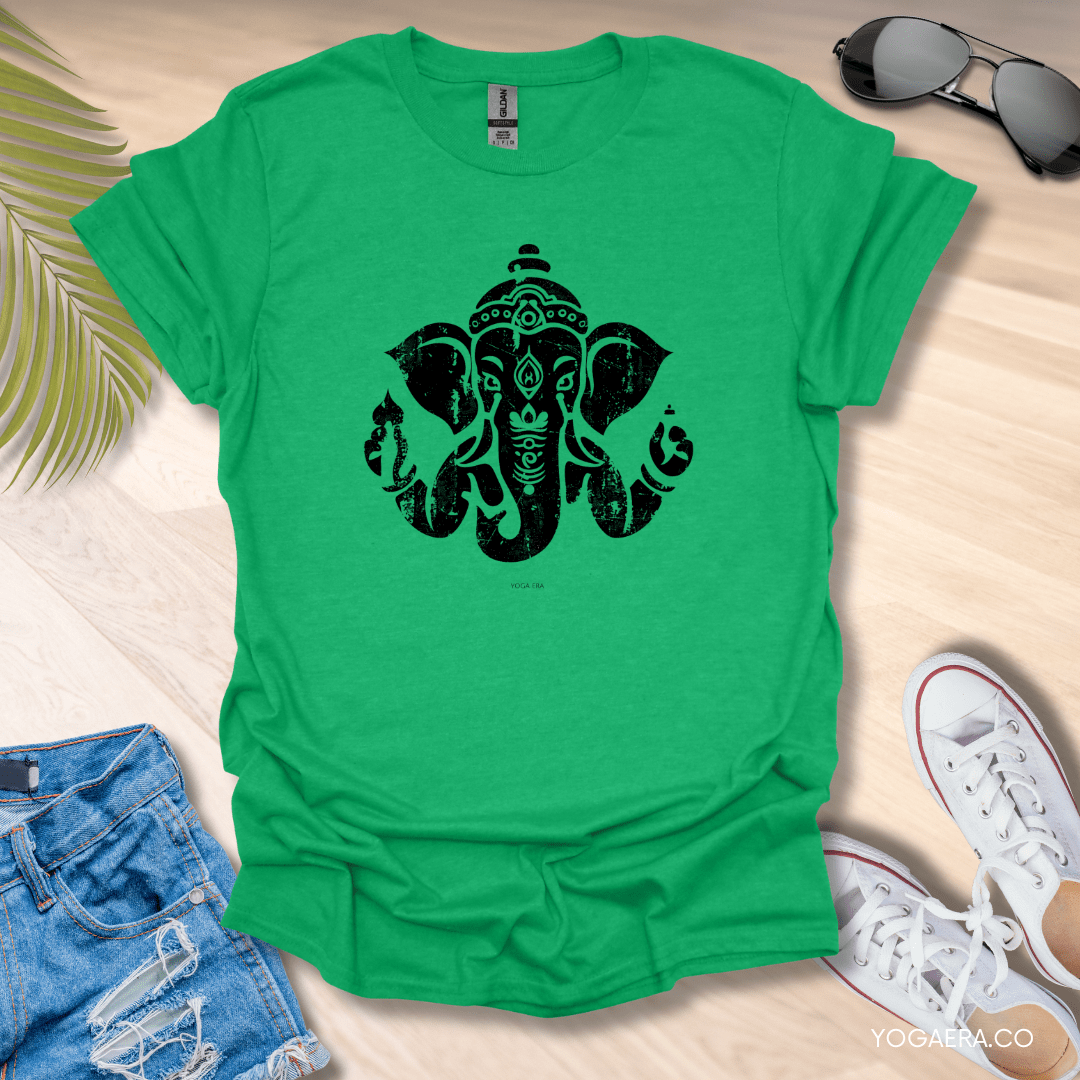 Distressed Ganesha Tee Heather Irish Green / S T-Shirt Yoga Era